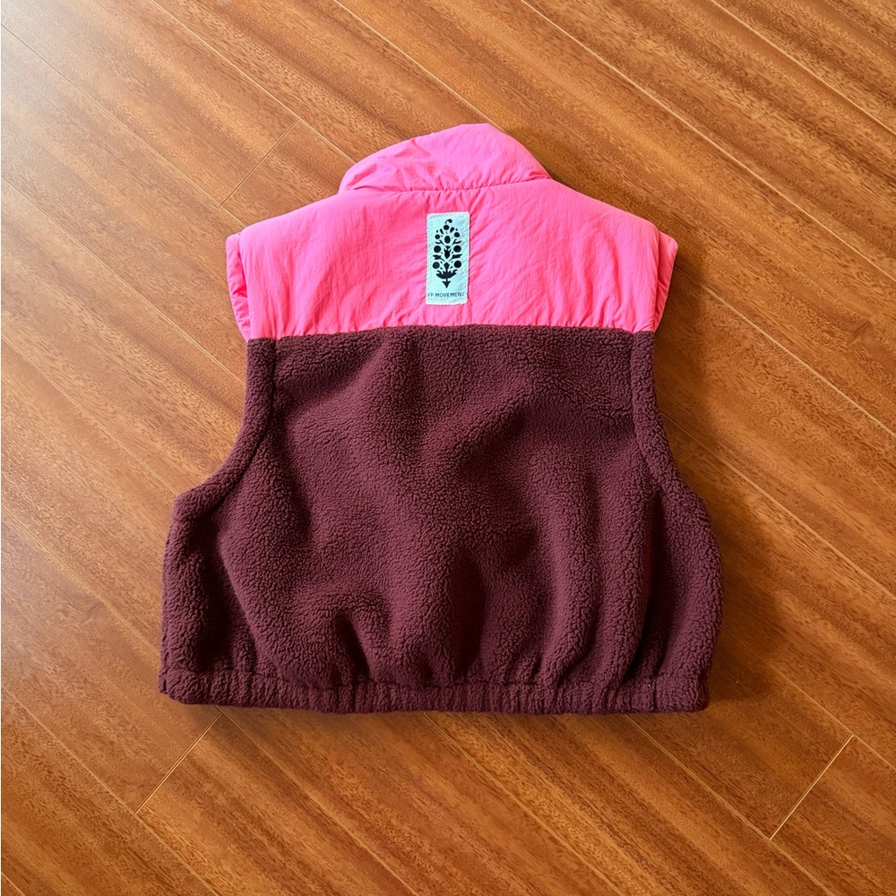 Free People Pink Fleece Journey Ahead Vest - Size S - Picture 7 of 10